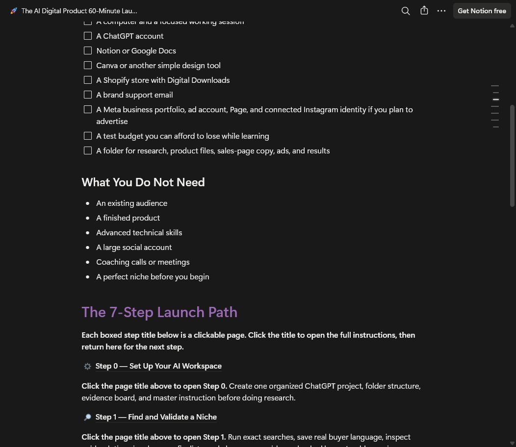 Seven-stage Notion launch dashboard